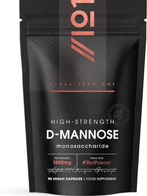 High-strength D-Mannose supplement 1500mg with BioPerine – 90 vegan capsules by Alpha Zero One, urinary tract and bladder support in Kenya.