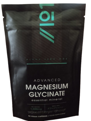 Advanced Magnesium Glycinate 1500mg with BioPerine by Alpha Zero One – 90 vegan capsules supplement for sleep, muscle recovery, and energy in Kenya.