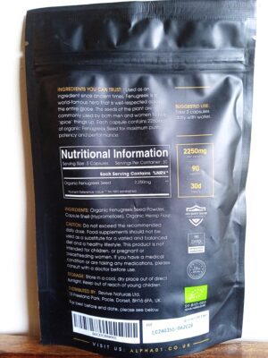 Fenugreek seed powder kenya Organic Fenugreek Capsules by Alpha Zero One, 100% pure seed powder, 2250mg per serving, 90 vegan capsules, premium dietary supplement in Kenya.