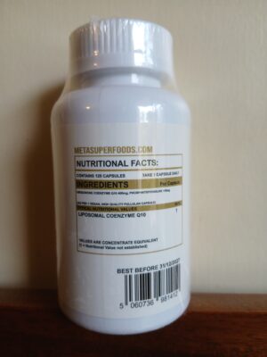 Liposomal Coenzyme Q10 ubiquinone 400mg capsules nutritional information and ingredients