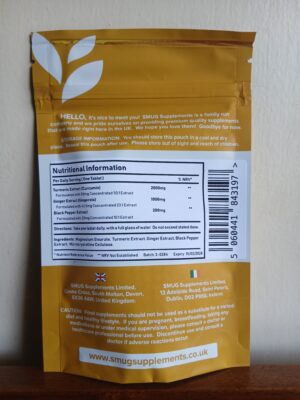 Turmeric Curcumin Complex MAX ingredients dosage and nutritional information